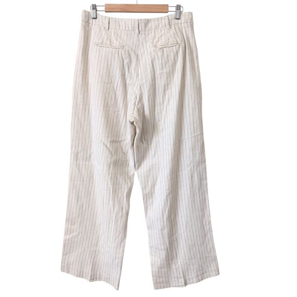 RAILS Marnie Pant Ivory Pinstripe Wide Leg Linen Women's 12 Chic Everyday $228 - Picture 4 of 11